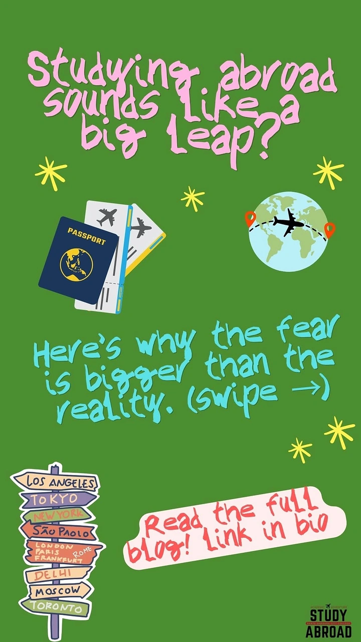 Study Abroad Consultants creative ad: Fear-versus-reality copy drives illustration