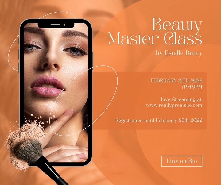 Makeup & Beauty Academies creative ad: Phone-frame beauty lesson composition