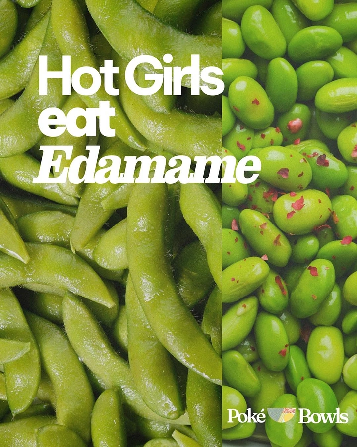 Salad Bars & Healthy Restaurants creative ad: Witty Hot Girls eat Edamame copy