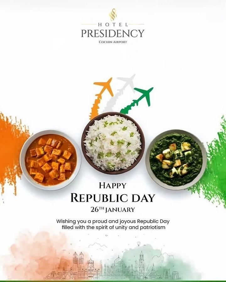 Republic Day creative ad: Three bowls of Indian dishes in tricolour order
