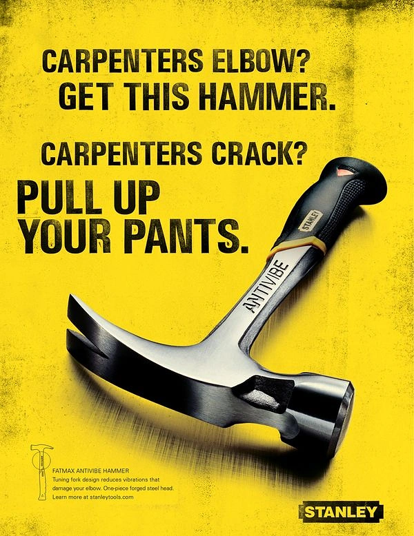 Hardware Stores creative ad: Steel claw hammer with anti-vibe grip