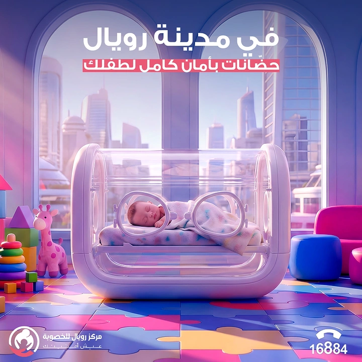 Maternity Hospitals & Gynaecologists creative ad: Futuristic nursery city visual