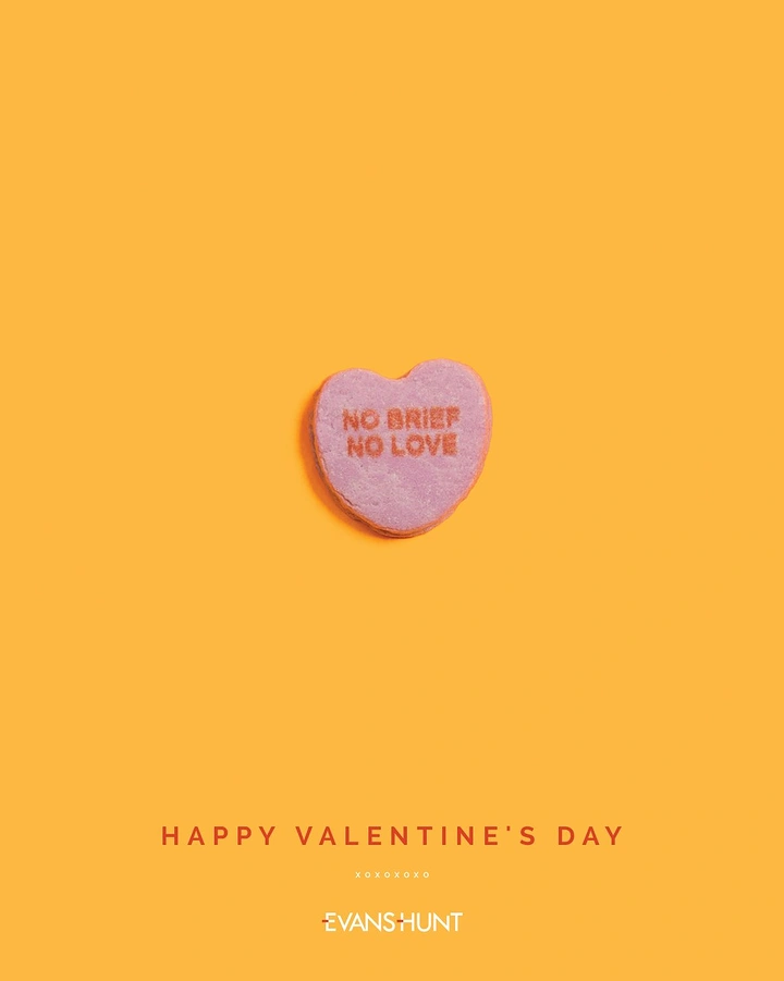 Valentine's Day creative ad: Single conversation-heart candy