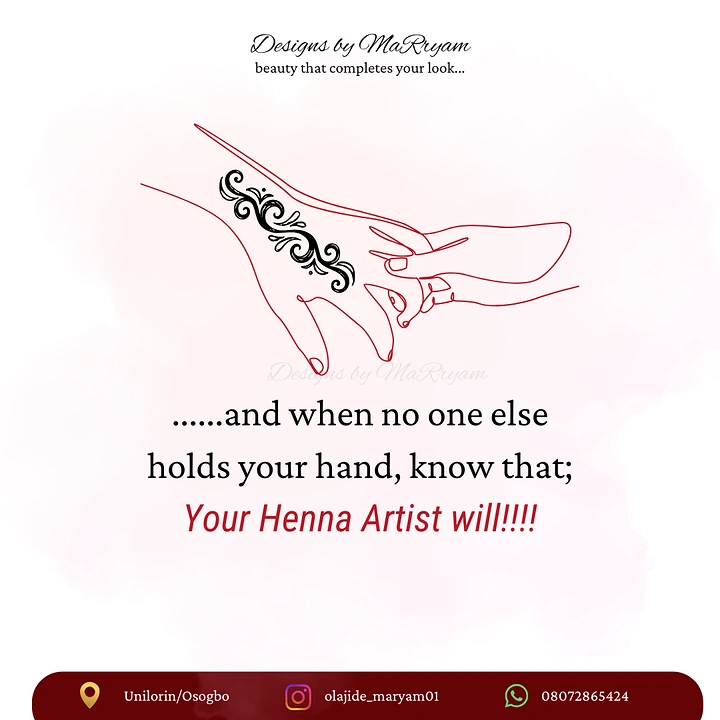 Mehndi & Henna Artists creative ad: Hand-holding metaphor for artist service
