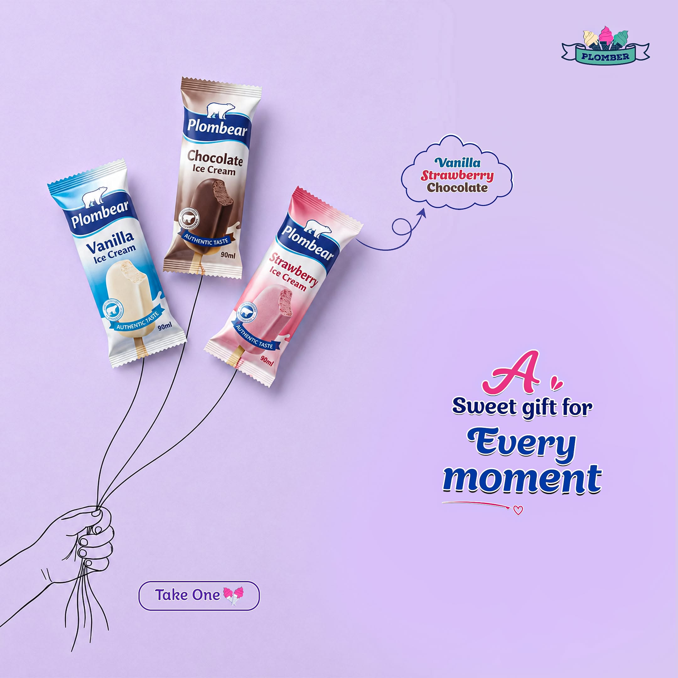 Instagram post: Ice cream bars as gift balloons