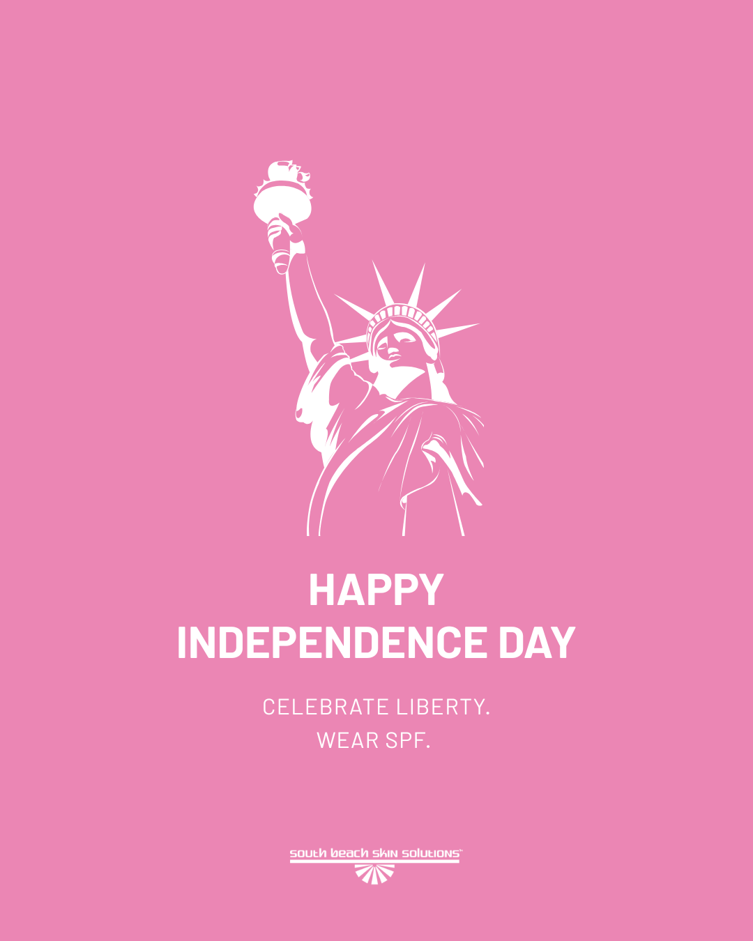 White line-art Statue of Liberty on pink