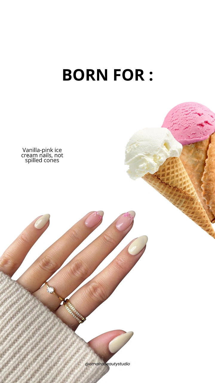 Nail Salons creative ad: Ice cream colours paired with nails