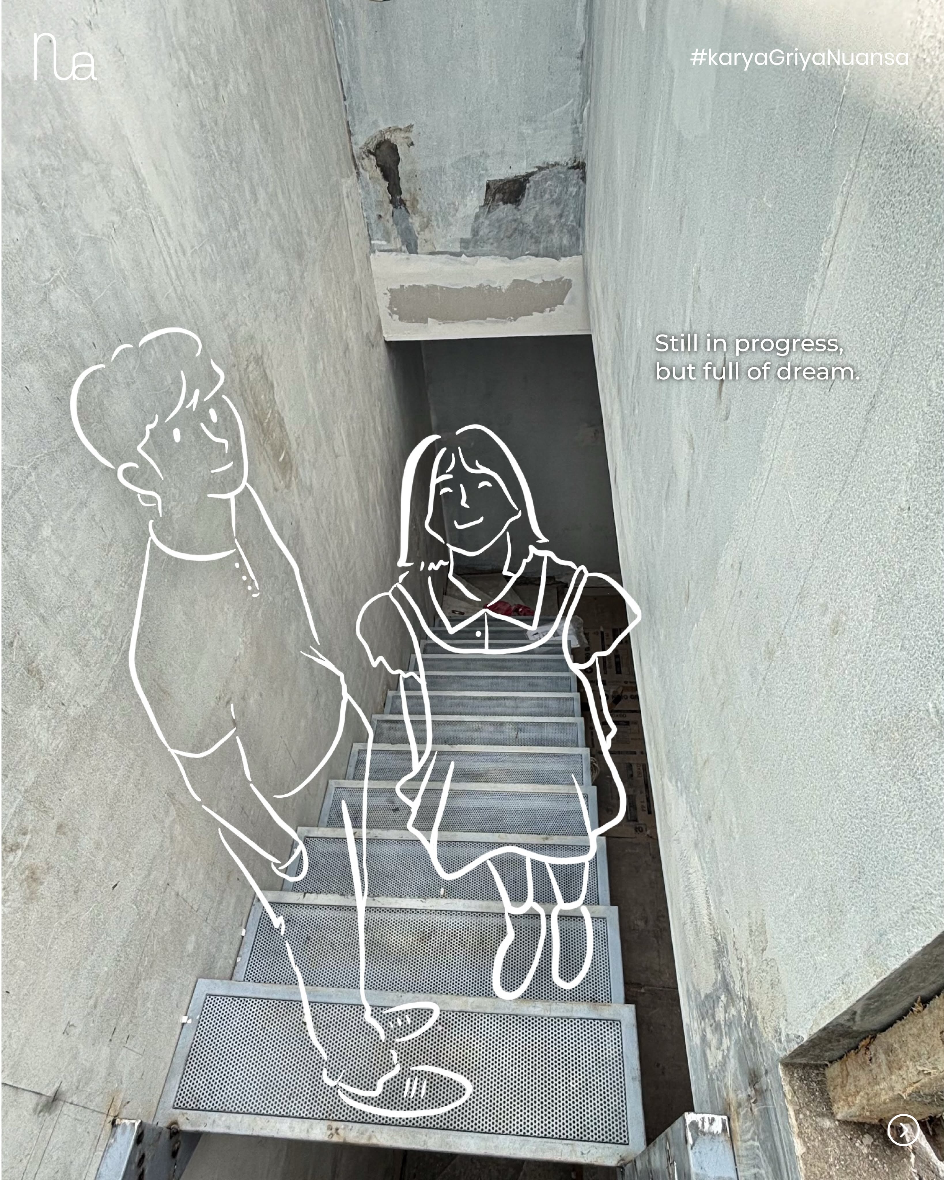Instagram post: Work-in-progress line-art overlay, slide 2