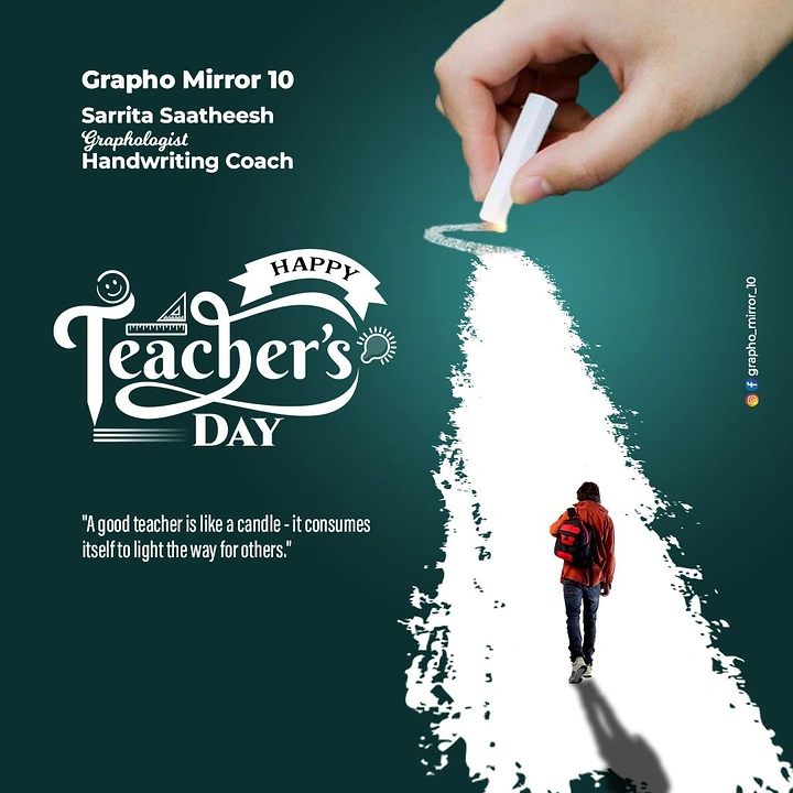 Teachers Day creative ad: Hand drawing a chalk path that a student walks along