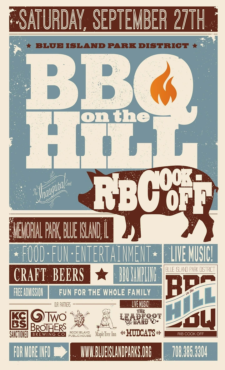BBQ & Grill Restaurants creative ad: Strong festival identity with flame typography