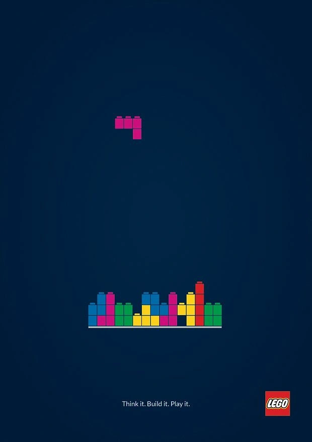 Gaming & Esports creative ad: Tetris blocks built as LEGO bricks
