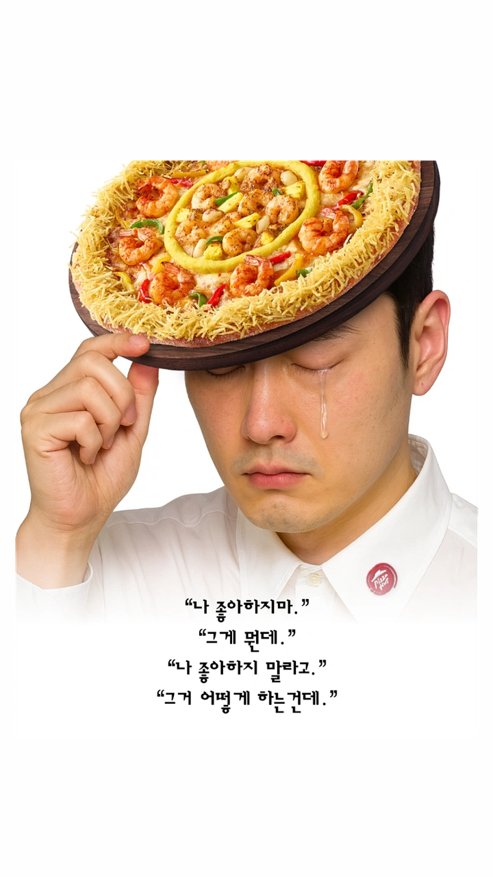 Korean Restaurants creative ad: Pizza becomes an unexpected hat