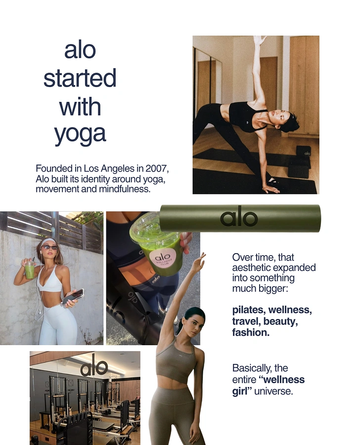 Gym & Fitness creative ad: Wellness lifestyle collage spanning yoga, pilates, fashion and beauty