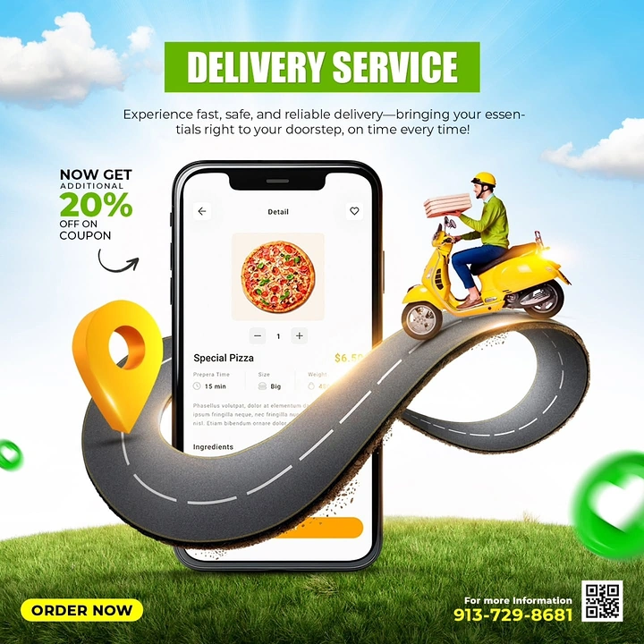Food Delivery Apps creative ad: Looping road creates a clear delivery metaphor