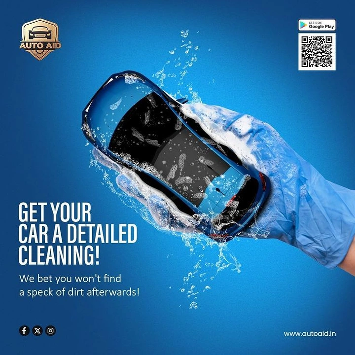 Car Wash & Detailing creative ad: Gloved hand washing toy-scale car metaphor