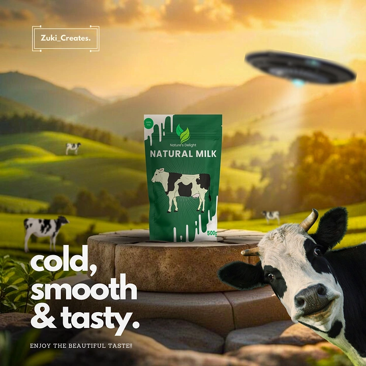 Dairy Brands creative ad: UFO abducting cow, playful surreal twist