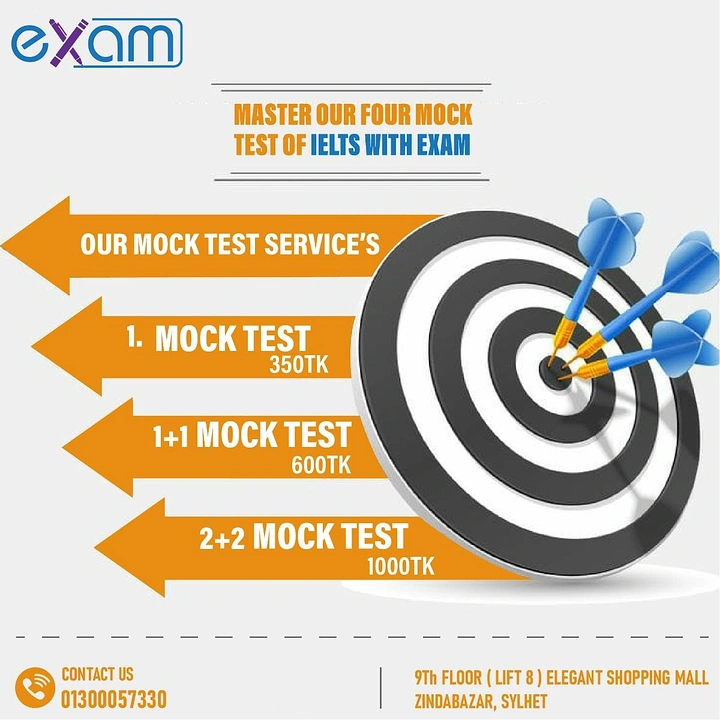 Test Prep & Exam Coaching creative ad: Target and arrows turn mock tests into progression