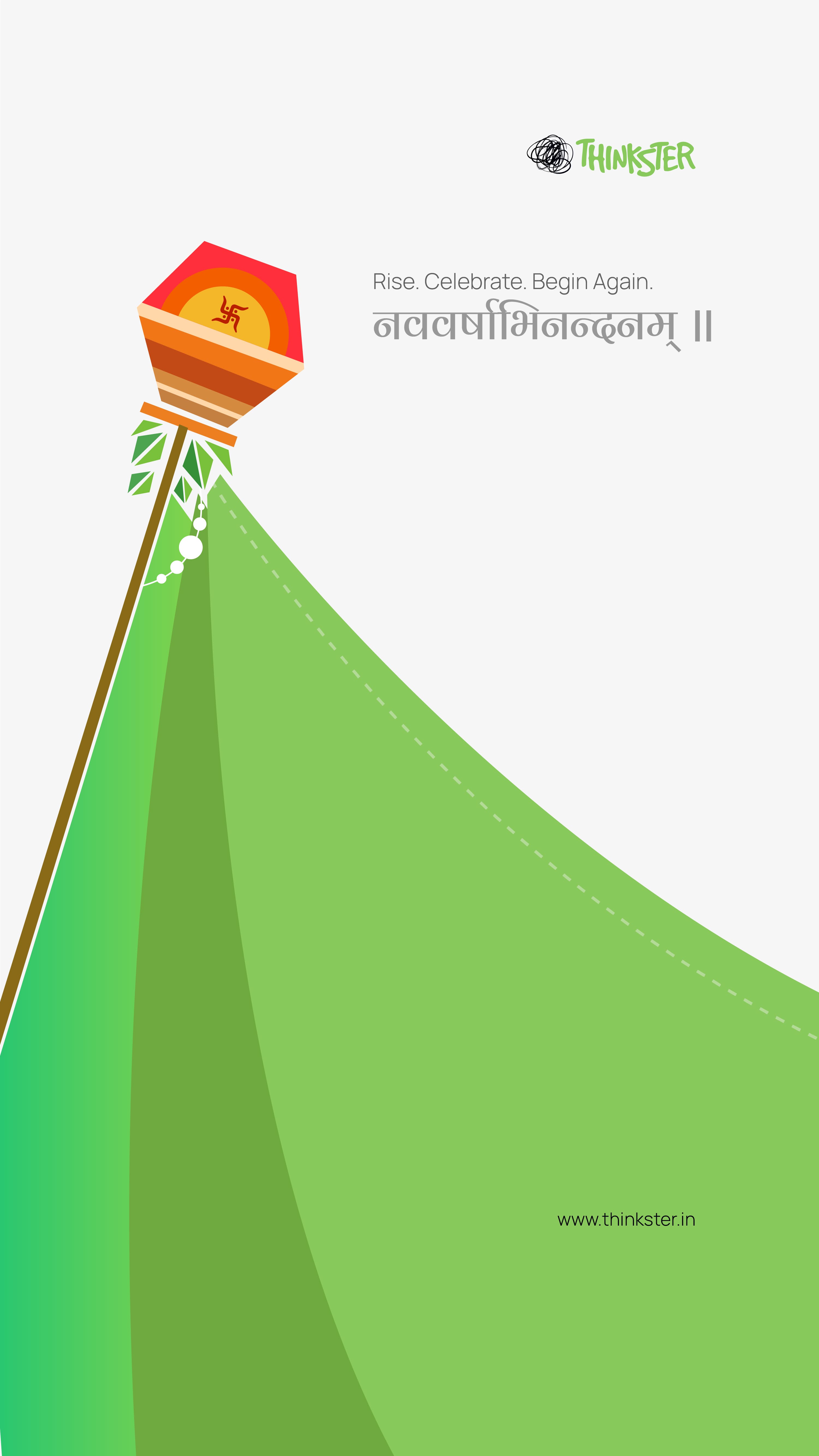 Geometric gudi with a sweeping green cloth