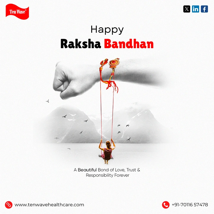 Raksha Bandhan creative ad: Brother's rakhi-tied fist holding a girl's swing