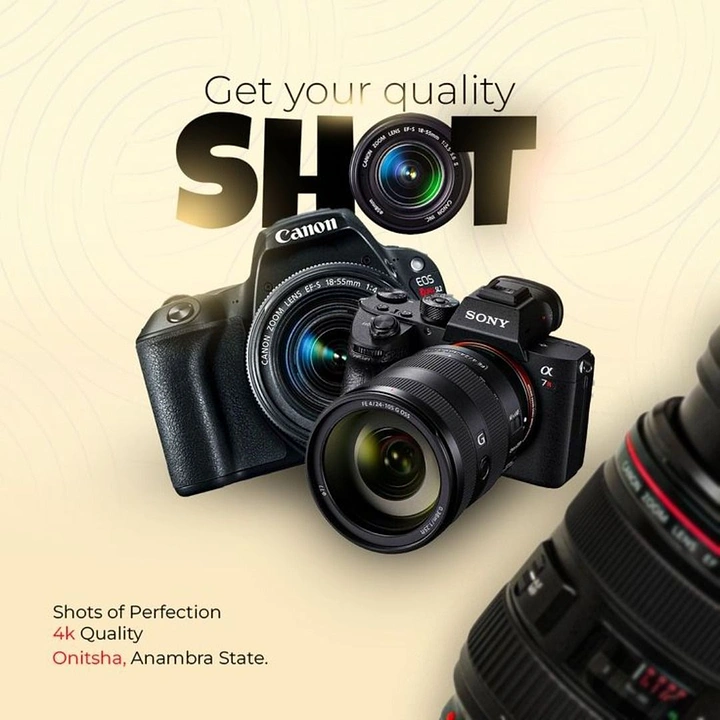 Cameras & Camera Stores creative ad: Lens replaces O in SHOT