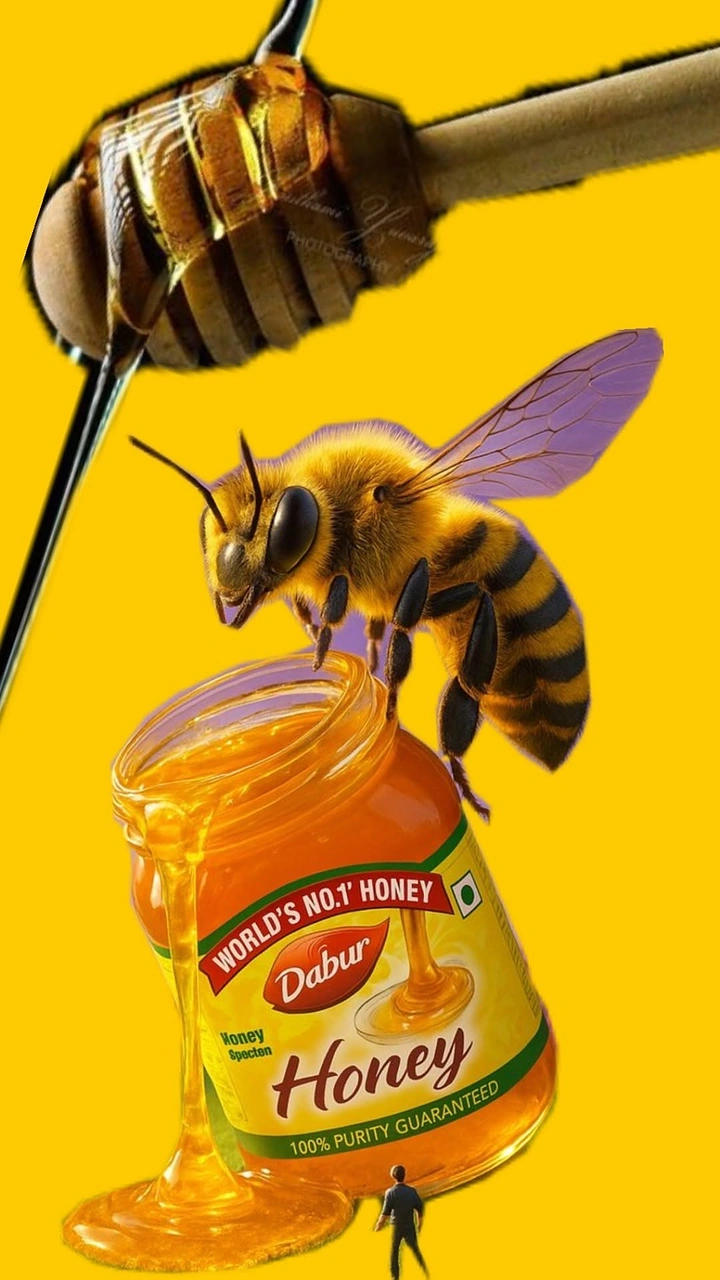 Honey Brands creative ad: Bee bridges dipper and product