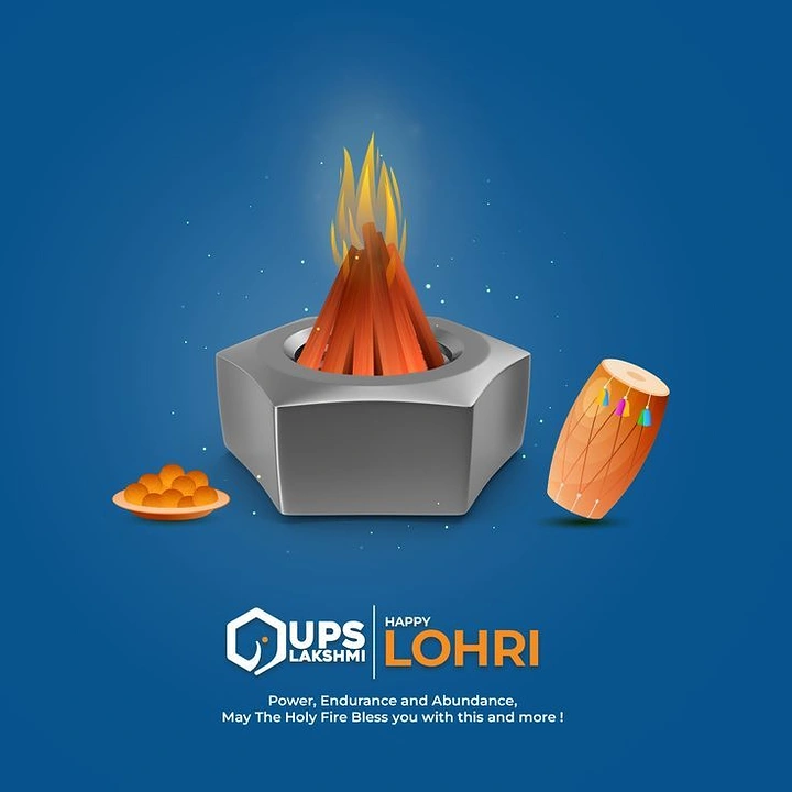 Lohri creative ad: Lohri bonfire burning inside a giant 3D steel hex nut