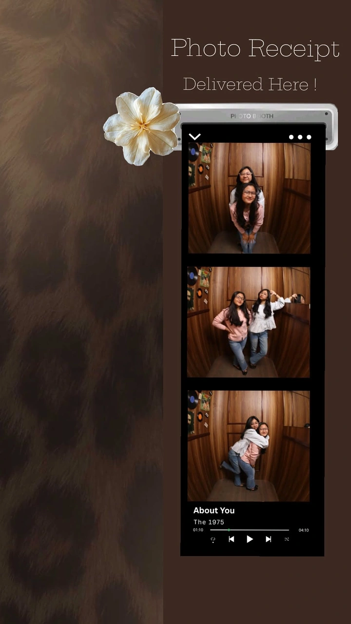 Photo Booth Rentals creative ad: Photo receipt delivered as phone interface