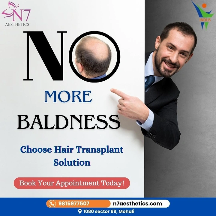 Hair Transplant & Hair Clinics creative ad: Bald head forms the O in NO