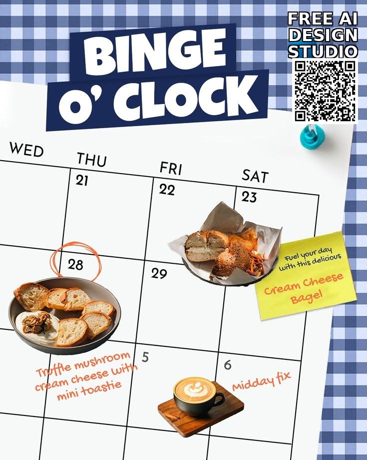 Instagram post: Calendar grid as weekly binge menu