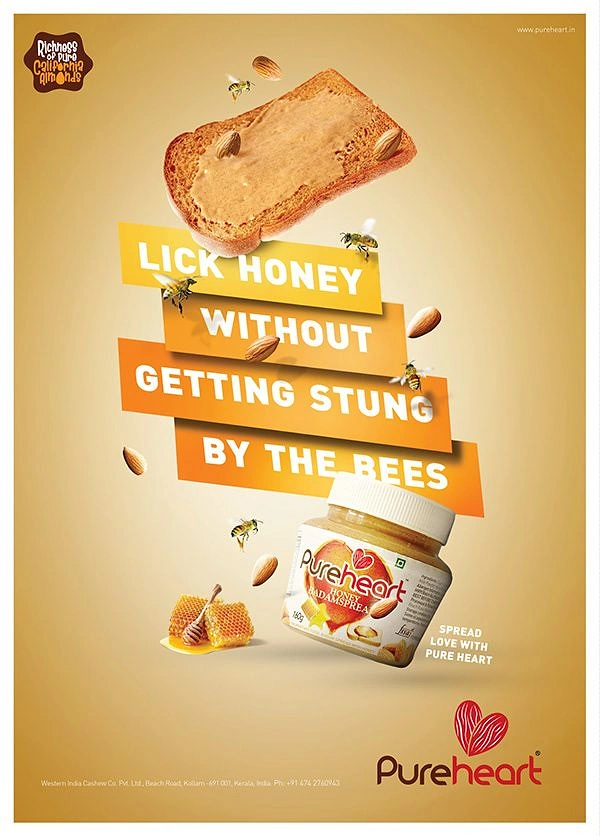 Honey Brands creative ad: Witty copy visualizes avoiding bee stings
