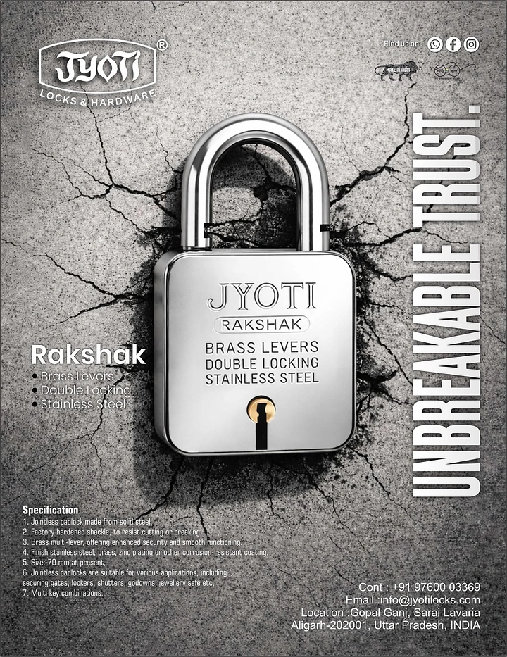 Locksmiths creative ad: Padlock bursting through concrete: unbreakable trust
