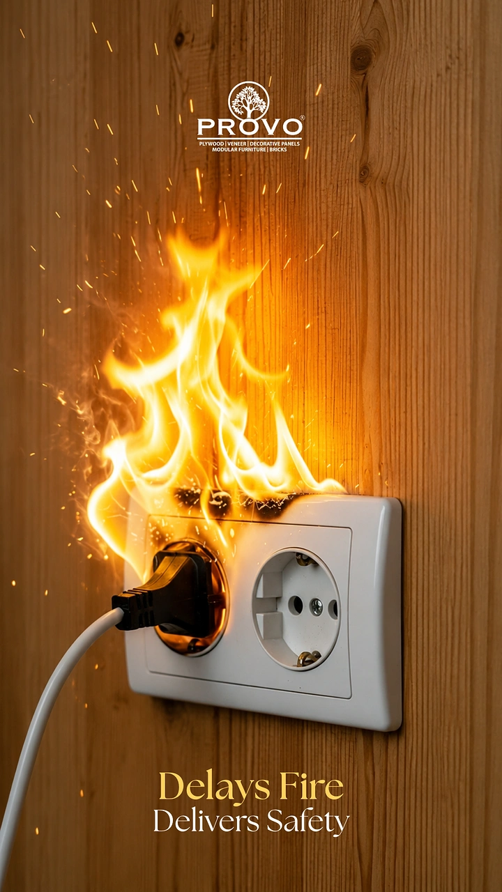 Electricians creative ad: Burning socket shows fire-delay safety
