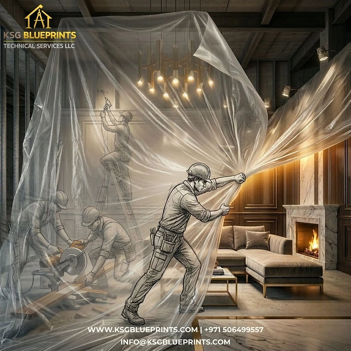 Home Renovation & Remodeling creative ad: Cinematic plastic-wrap renovation reveal