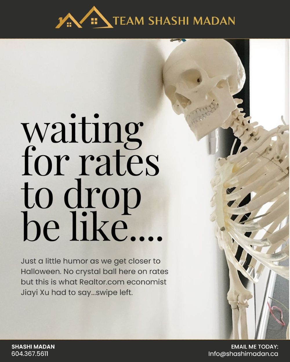 Instagram post: Skeleton waiting for rates to drop