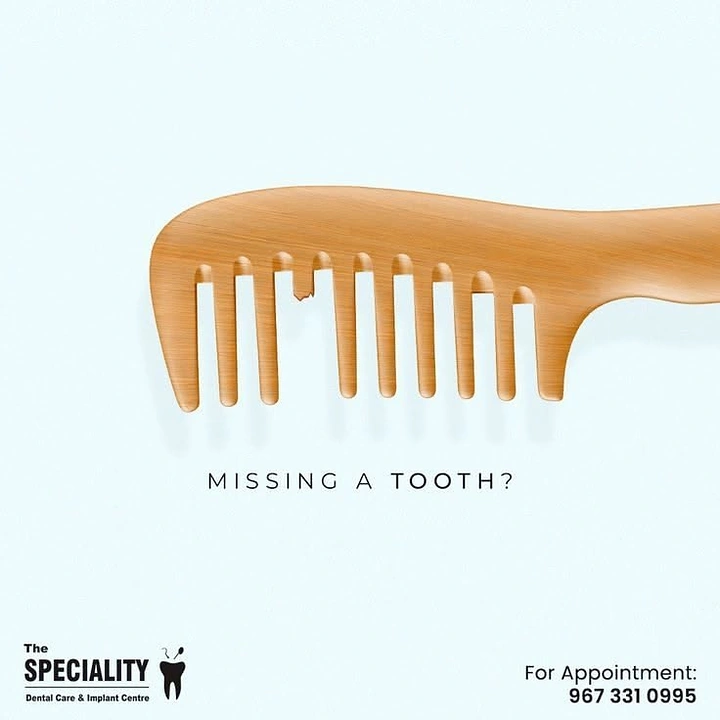 Dental creative ad: Wooden comb with one broken tooth