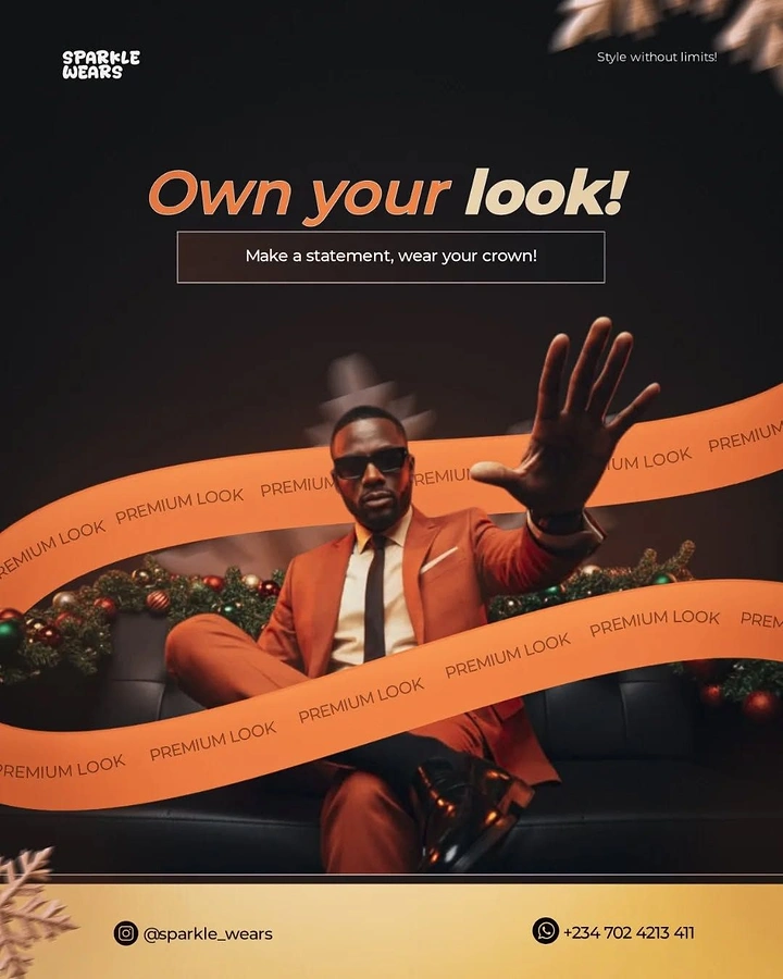 Men's Suits & Formal Wear creative ad: Style ribbons create a visual metaphor