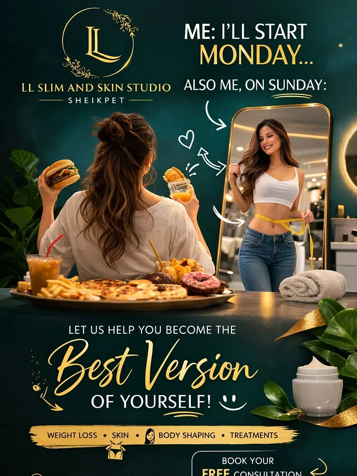 Weight Loss Clinics creative ad: Witty Sunday indulgence versus Monday promise