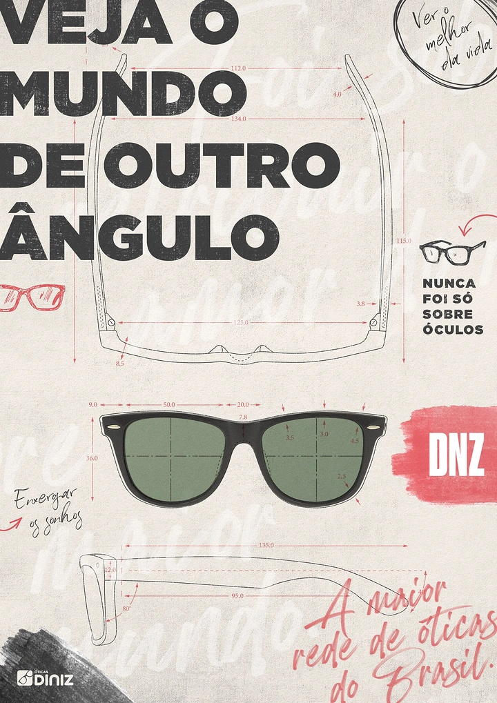 Opticians & Eye Care creative ad: Technical frame sketches for 'another angle'
