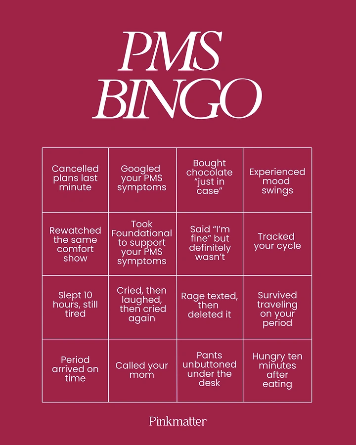 Period Care & Feminine Hygiene creative ad: Interactive PMS bingo gives content a hook