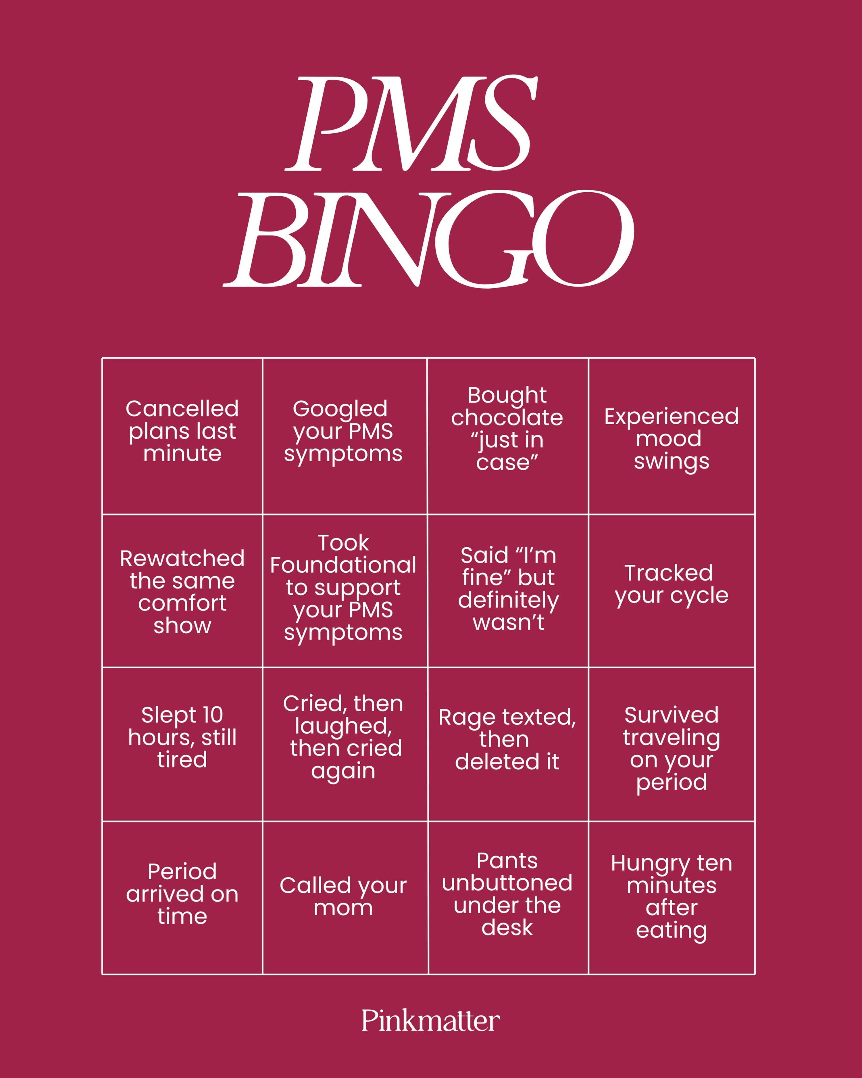 Instagram post: Interactive PMS bingo gives content a hook