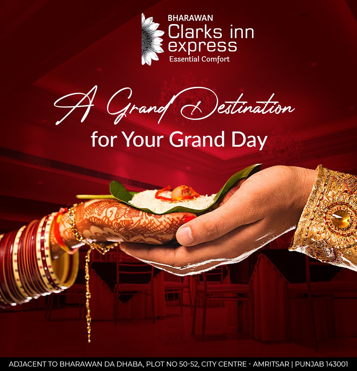 Instagram post: Bridal hand-in-hand ritual, grand destination