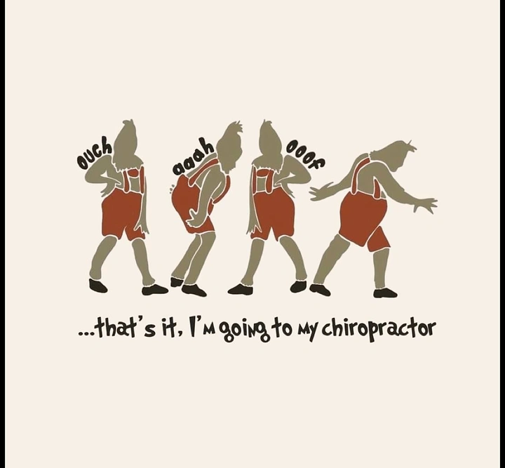 Chiropractors creative ad: Humorous pain sequence leads naturally to chiropractor