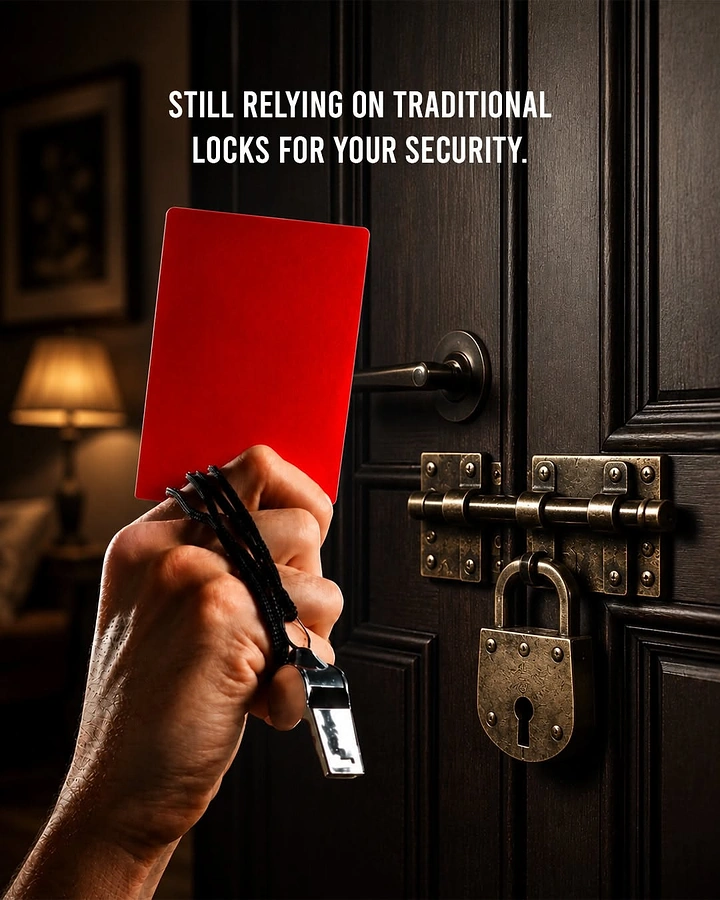 Locksmiths creative ad: Red card shown to old traditional lock