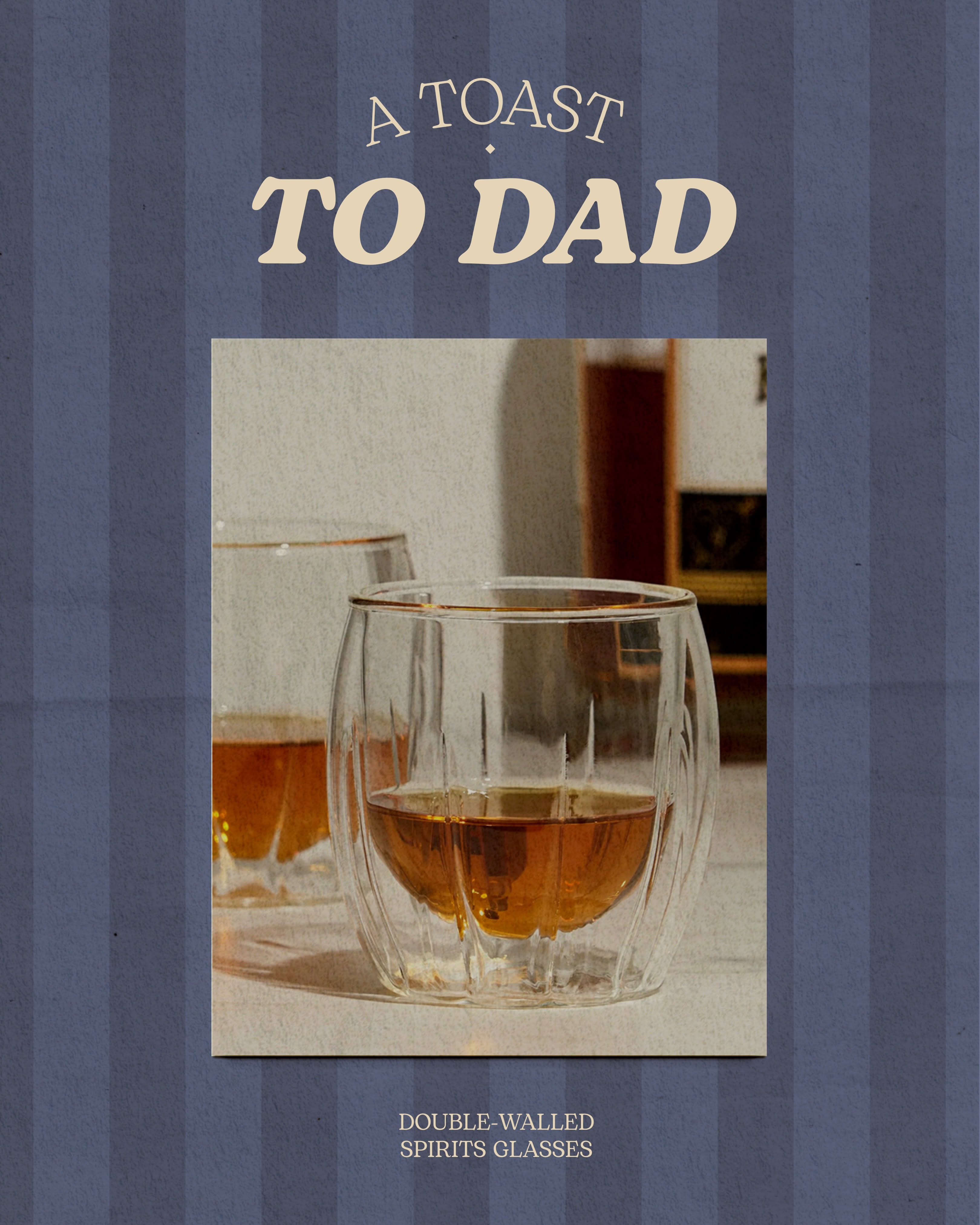 Double-walled glasses of amber spirit in a collage of photo prints
