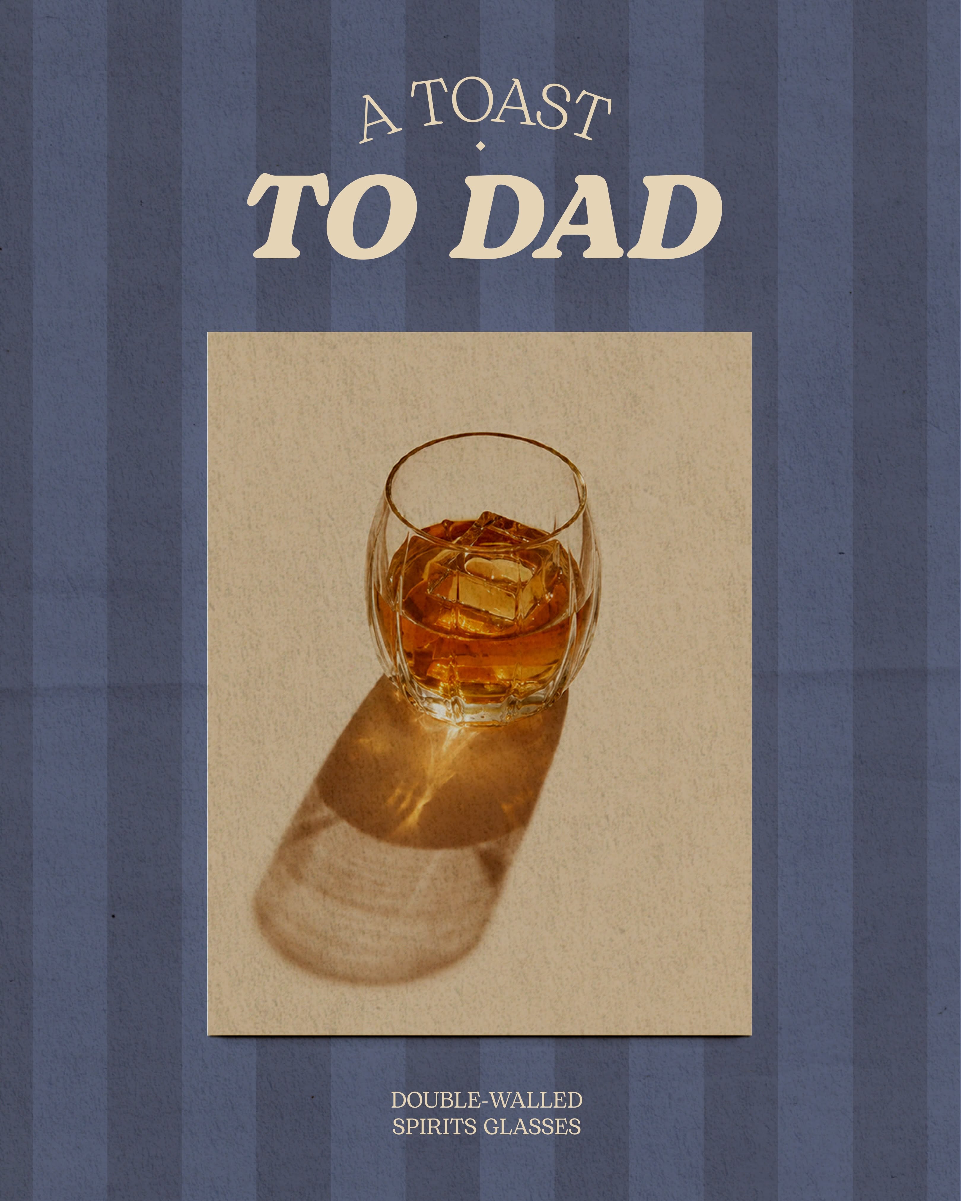 Double-walled glasses of amber spirit in a collage of photo prints
