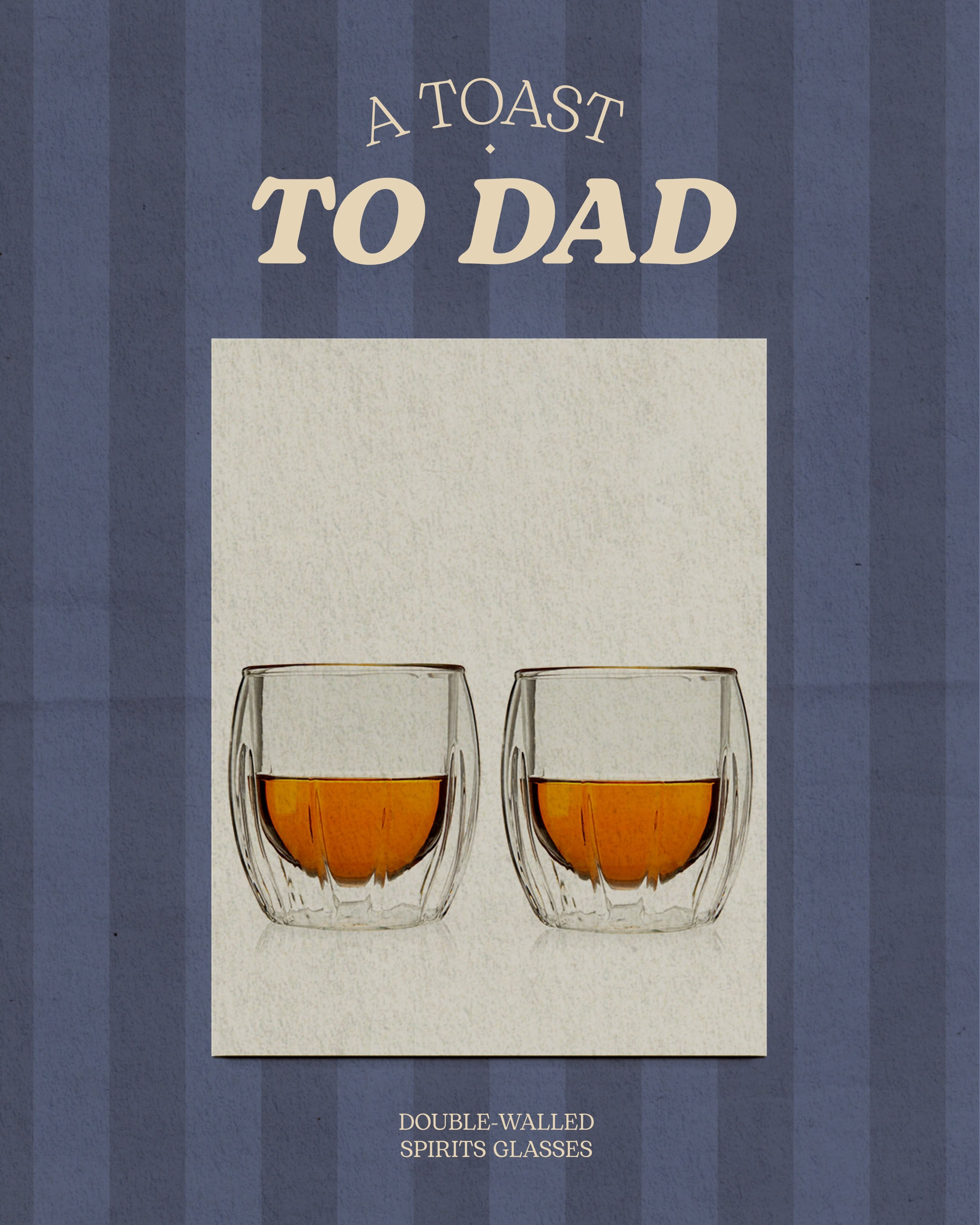 Double-walled glasses of amber spirit in a collage of photo prints