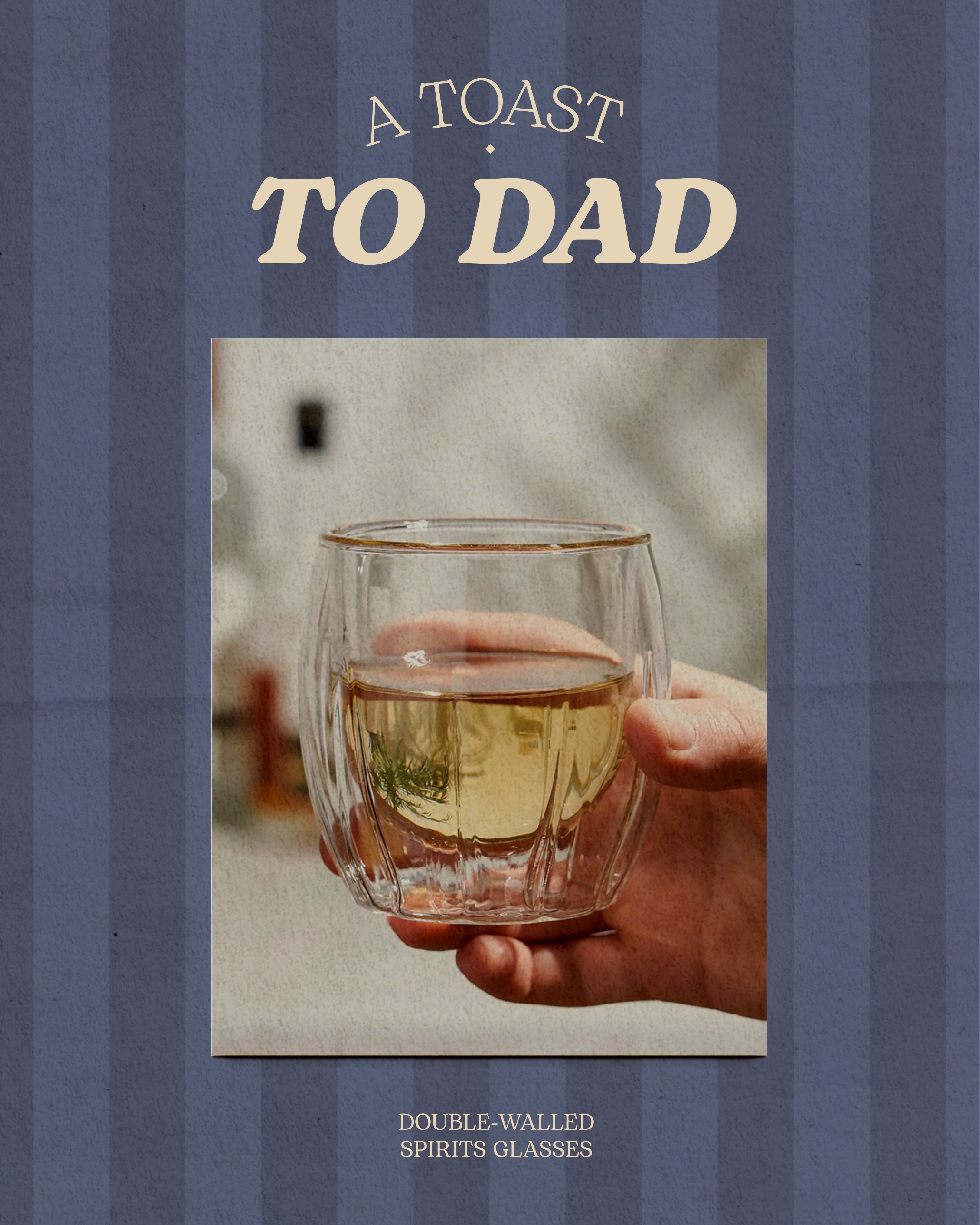 Double-walled glasses of amber spirit in a collage of photo prints