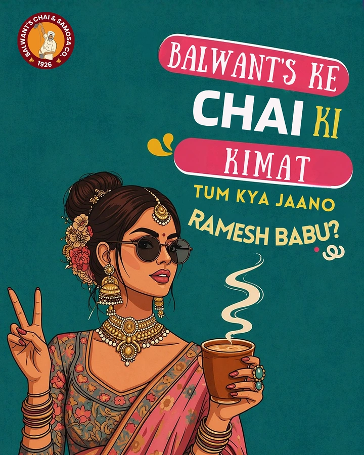 Tea & Chai Brands creative ad: Filmy dialogue pun, illustrated heroine