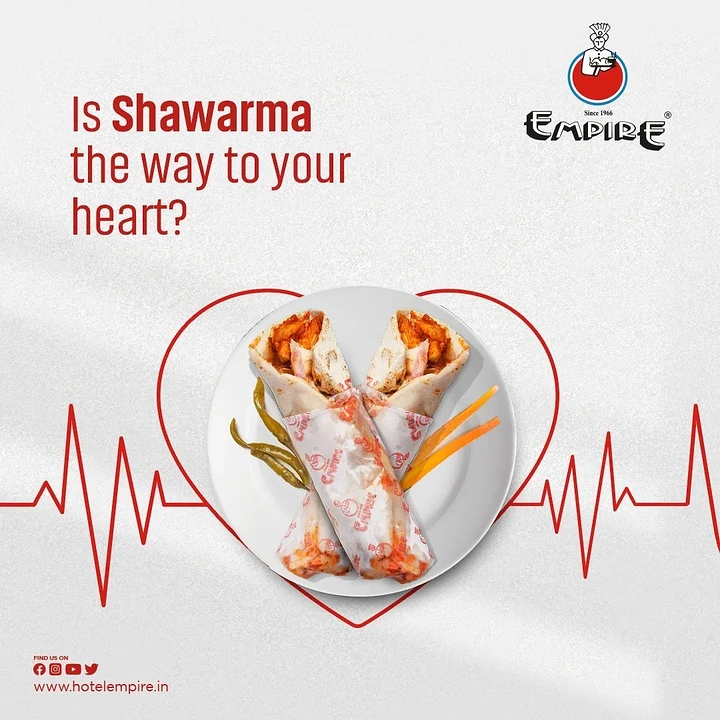 Arabic & Middle Eastern Restaurants creative ad: Heartbeat line creates shawarma-heart metaphor