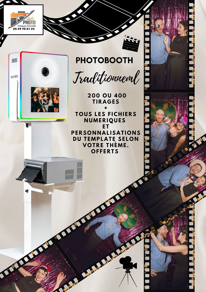Photo Booth Rentals creative ad: Filmstrip frame turns service into story